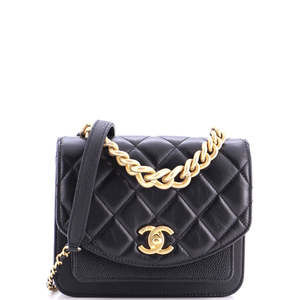Chanel Mini Chain Handle Flap Bag Quilted Calfskin with Caviar